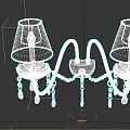 Elegant Black Chandelier With Two Lamp Shades Metal Frame And Decorative Waterdrop Pendants