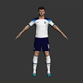 Male Figure In England Football Jersey With White Shirt Blue Shorts White Socks And Blue Shoes