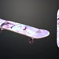 Vibrant Skateboard With Anime Girl Design In Pink And Purple