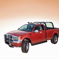 Red Single Cab Pickup Truck With Roof Rack And Large Off Road Tires