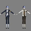 Game Movie Character 3D Models With Different Uniform Outfits Blue White Coats And Accessories