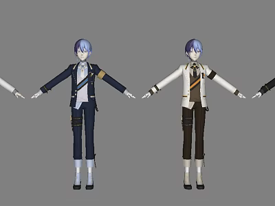 Game Movie Character 3D Models With Different Uniform Outfits Blue White Coats And Accessories 3d model