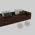 Modern Sofas Beige Fabric And Brown Leather With Grey Cream Cushions Stylish Design