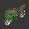 Green Modern Sporty Motorcycle With Sleek Design Silver Wheels And Gray Seat