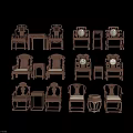 Classic Chinese Wooden Leisure Chairs With Side Tables And Intricate Carvings