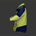 Yellow And Blue Color Block Jacket With Front Zipper And Cuffed Sleeves