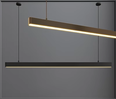 Modern Linear Pendant Lights In Gold And Black With Sleek Design For Interior 3d model