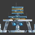 Futuristic Tech Station With Multiple Screens Platform Pillars And Blue Digital Displays 3d model