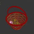 Wicker Basket Filled With Fresh Red Apples On Dark Background