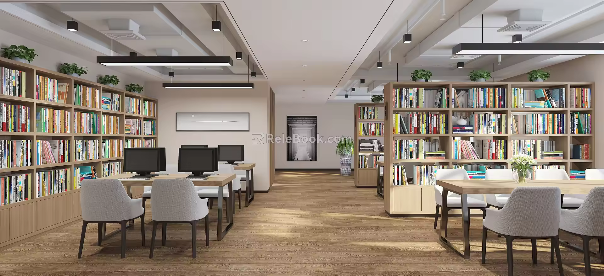 modern library 3d model