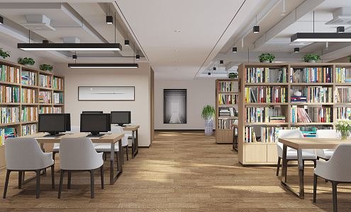 modern library 3d model