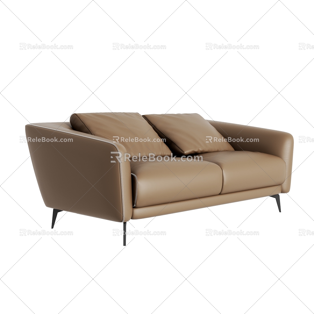 modern double sofa minimalist sofa 3d model