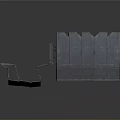 Industrial Style Metal Scene Components With Textured Vertical Panels And Curved Brackets