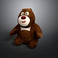 Brown Plush Stuffed Bear Toy With White Belly Red Nose And Black Eyes