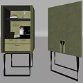 Modern Green Sideboard With Double Doors Metal Legs And Storage Space