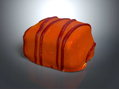Delicious Appetizing Orange Dessert With Red Stripes On Shiny Smooth Surface 3d model