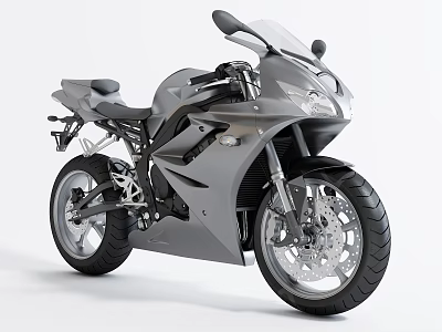 Sleek Silver Sporty Motorcycle With Streamlined Body Black Tires And Alloy Wheels 3d model