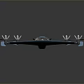 Blue Futuristic Drone With Four Rotors And Streamlined Aerodynamic Body Design