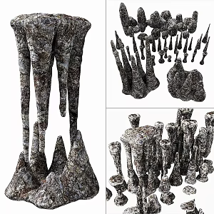 Modern gardening sketch stalactite stalagmite cave icicle granite 3d model