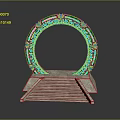 Decorative Circular Archway Structure With Blue Accents And Stone Steps Base 3d model