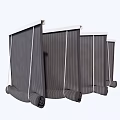 Gray Striped Venetian Blinds Rolled For Home Window Interior Decoration Design