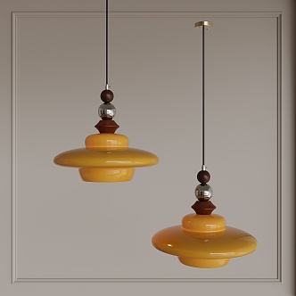 Middle Cream Walnut Chandelier 3d model