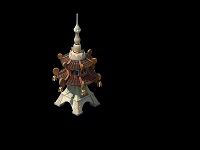 Traditional Chinese Pagoda Decorative Ornament With Multi tiered Structure And Intricate Design 3d model