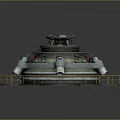 Futuristic Circular Platform Structure With Railing And Support Beams