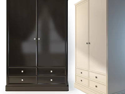 Modern Dark and Light Dressers with Cabinet Doors and Drawers for Bedroom 3d model