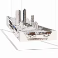 Hanging Urban Art Installation With 3D Building Models And Green Spaces