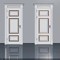 Two White Hinged Doors Featuring Wooden Frame And Panel Design In Interior