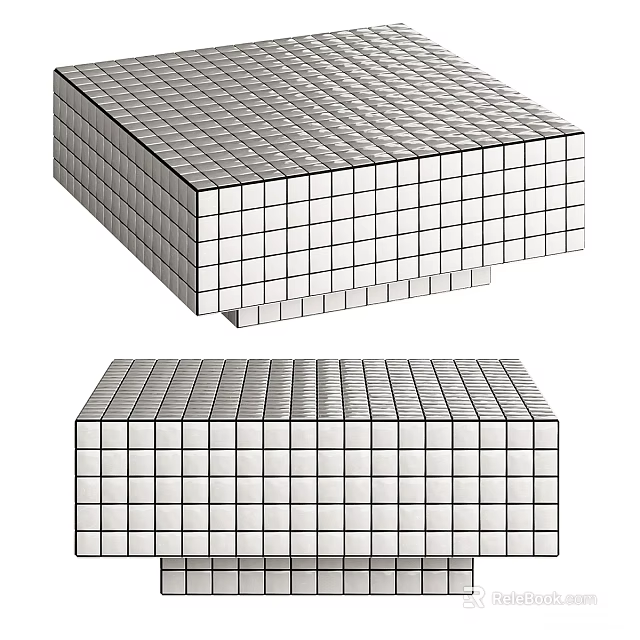 Modern Coffee Table With Grid Patterned Surface And Modular Block Structure 3d model 