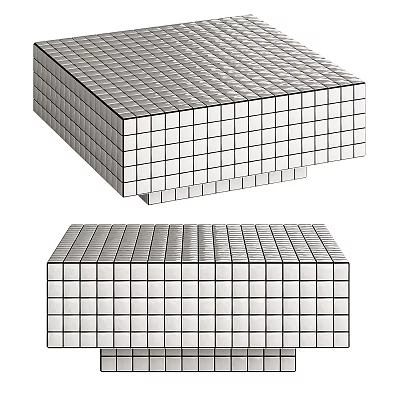 Modern Coffee Table With Grid Patterned Surface And Modular Block Structure 3d model
