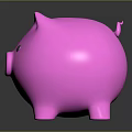 Pink Piggy Bank Decorative Ornament Set With Shiny Surface And Dark Background