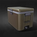 Golden Insulated Cooler Box With Striped Exterior And Secure Locking Latch