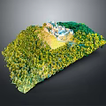 Castle Building On Green Hill With Lush Surrounding Woodland And Scenic View