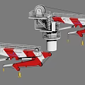 Industrial Crane Equipment With Red White Boom Rotating Platform And Hoisting Hooks