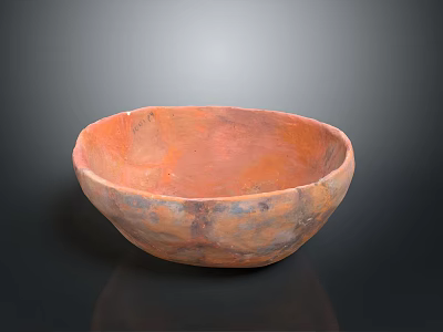 Orange Red Textured Ceramic Bowl A Practical Daily Living Essential With Smooth Finish 3d model
