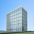 Modern High Rise Office Building With Glass Facade And Blue Sky Background Architecture