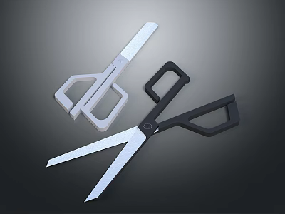 High Quality Hardware Tools White And Black Scissors With Modern Design 3d model