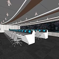 Modern monitoring room monitoring command center 3d model