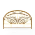 Golden Rattan Headboard With Scalloped Design For Modern Bedroom Decor