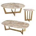 Elegant Marble Dining Tables With Gold Metal Bases And Various Shapes