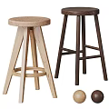 Modern Bar Stool Solid Wood Bar Chair Combination 3d model