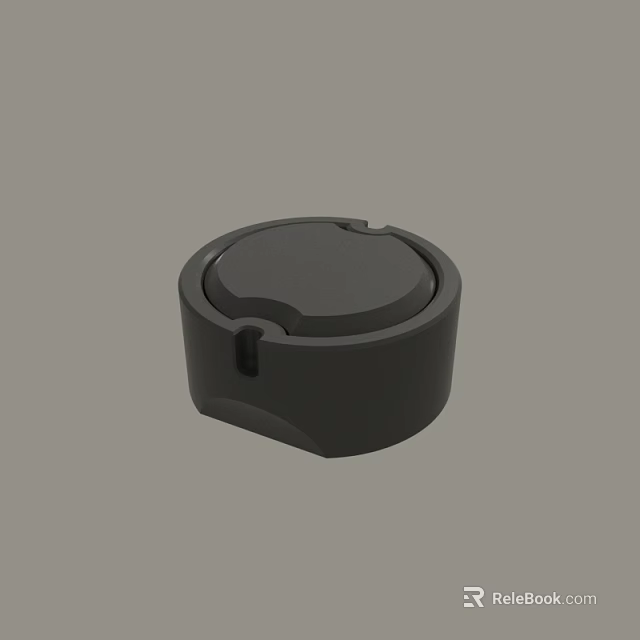 Black Round Lid With Recessed Top And Curved Base Design 3d model 