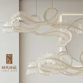 Modern Chandelier With Flowing Ribbon Design And Metallic Finish For Interior Spaces