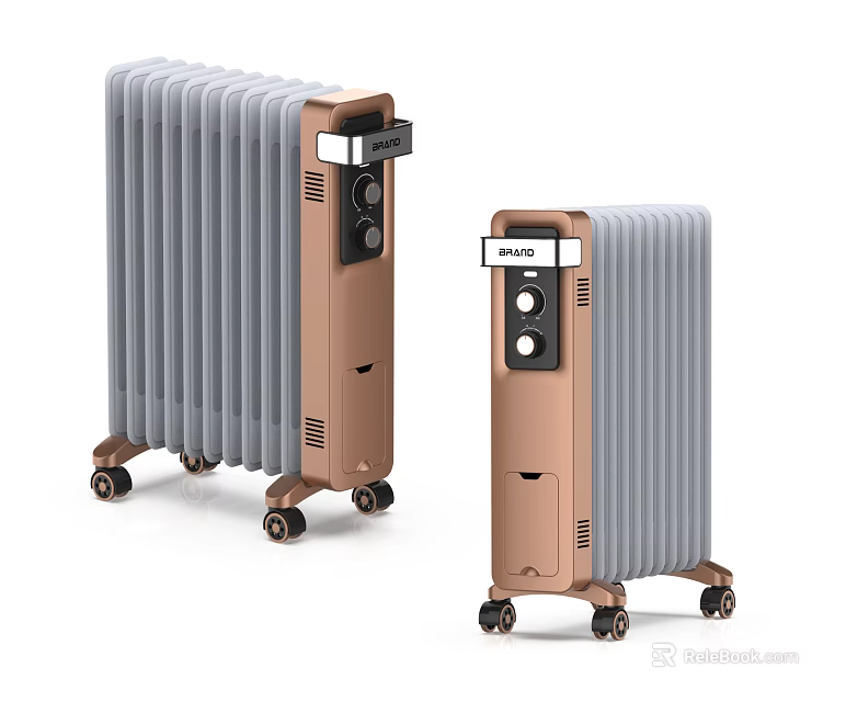 Reddy Electric Radiators With Wheels Control Panel And Brown Gray Design 3d model 