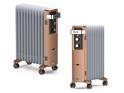 Reddy Electric Radiators With Wheels Control Panel And Brown Gray Design 3d model