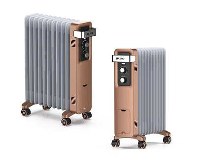Reddy Electric Radiators With Wheels Control Panel And Brown Gray Design 3d model