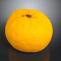 Fresh Ripe Yellow Orange Fruit With Small Stem On Dark Reflective Background